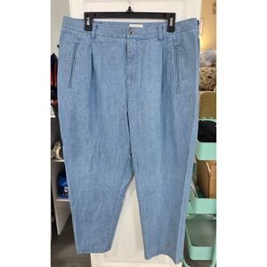 Liz‎ Claiborne Elisabeth Petite Light Wash Denim Pleated Cropped Pants Size 22